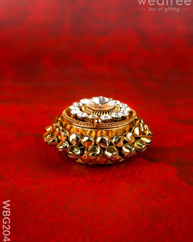 Designer Kumkum Dibbi - WBG2044 - Metal Kumkum Holder - RG