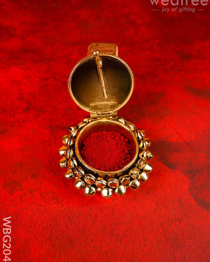Designer Kumkum Dibbi - WBG2044 - Metal Kumkum Holder - RG