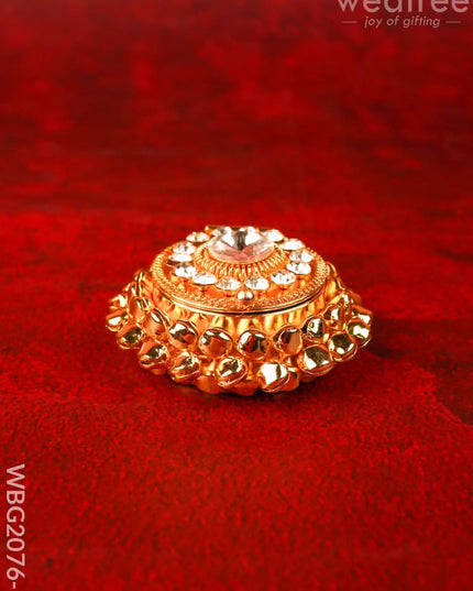 Designer Kumkum Holder - Gold - WBG2076-1 - Metal Kumkum Holder - RG