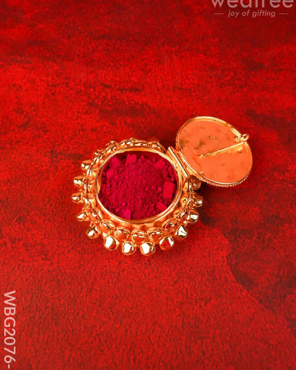 Designer Kumkum Holder - Gold - WBG2076-1 - Metal Kumkum Holder - RG