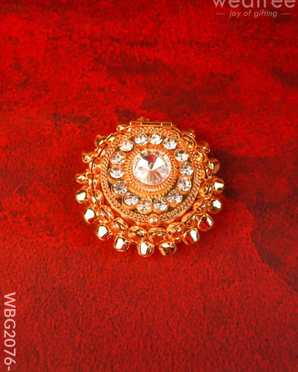 Designer Kumkum Holder - Gold - WBG2076-1 - Metal Kumkum Holder - RG
