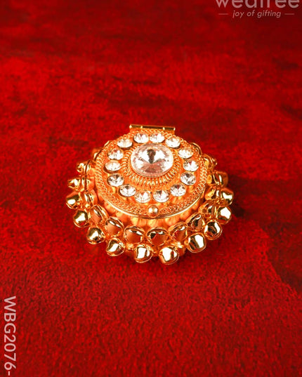 Designer Kumkum Holder - Gold - WBG2076-1 - Metal Kumkum Holder - RG