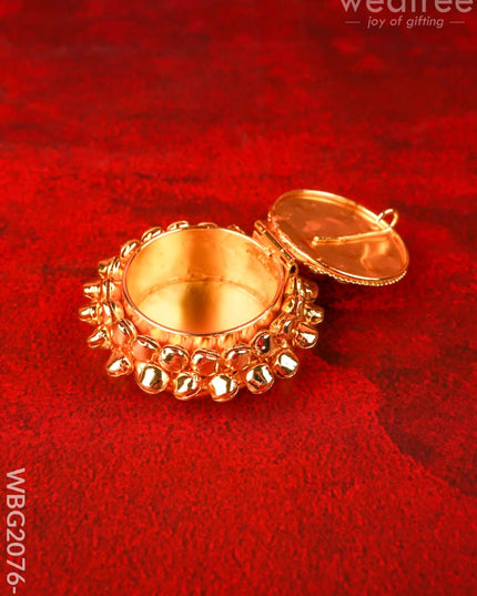 Designer Kumkum Holder - Gold - WBG2076-1 - Metal Kumkum Holder - RG