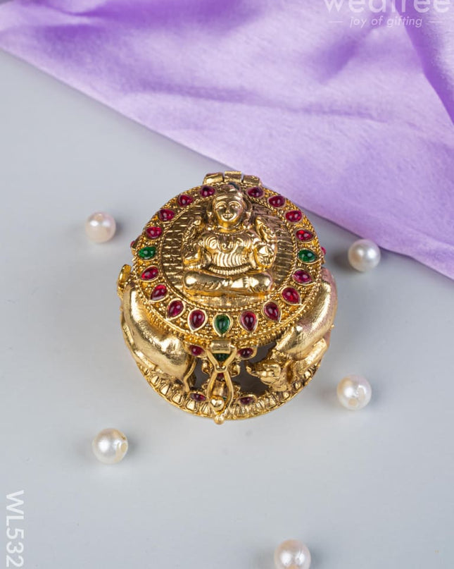 Designer Lakshmi with Cow Kumkum Holder - WL5325 - Divine Gifts