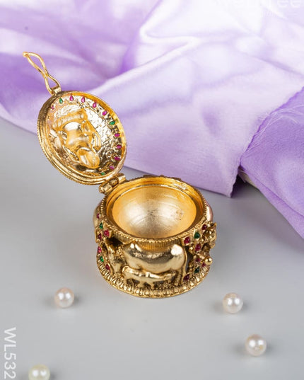 Designer Lakshmi with Cow Kumkum Holder - WL5325 - Divine Gifts