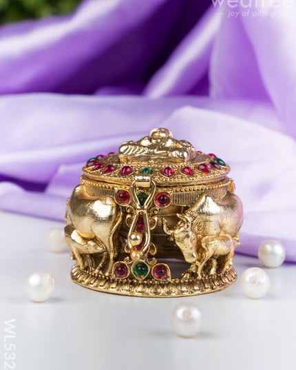 Designer Lakshmi with Cow Kumkum Holder - WL5325 - Divine Gifts
