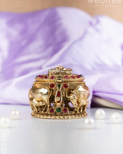 Designer Lakshmi with Cow Kumkum Holder - WL5325 - Divine Gifts