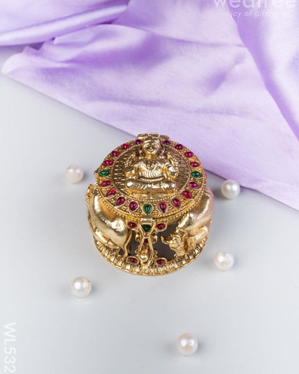 Designer Lakshmi with Cow Kumkum Holder - WL5325 - Divine Gifts