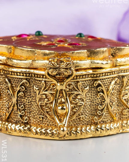 Designer Leaf Design Kumkum Holder - WL5313 - Divine Gifts