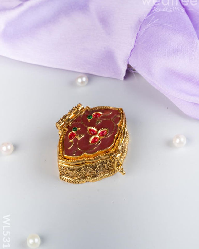 Designer Leaf Design Kumkum Holder - WL5313 - Divine Gifts