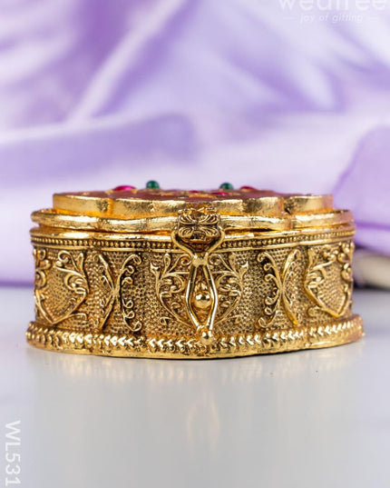 Designer Leaf Design Kumkum Holder - WL5313 - Divine Gifts