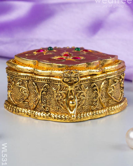 Designer Leaf Design Kumkum Holder - WL5313 - Divine Gifts