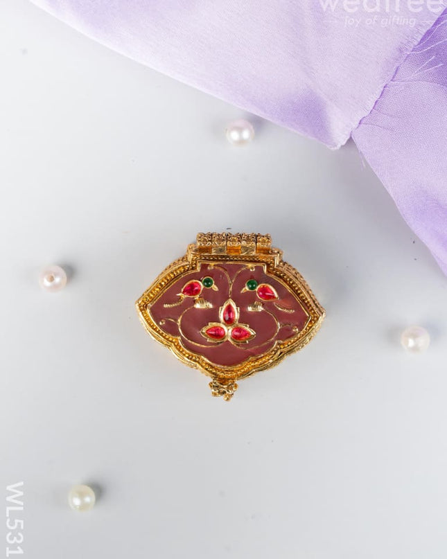 Designer Leaf Design Kumkum Holder - WL5313 - Divine Gifts