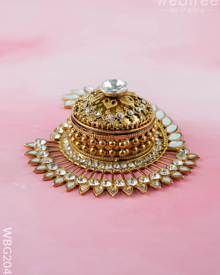 Designer Mango Kumkum Dibbi - WBG2048 - Metal Kumkum Holder - RG