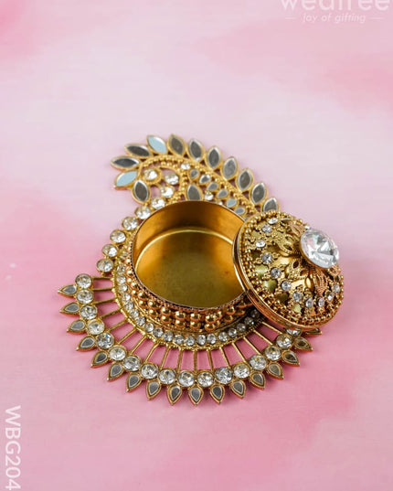 Designer Mango Kumkum Dibbi - WBG2048 - Metal Kumkum Holder - RG