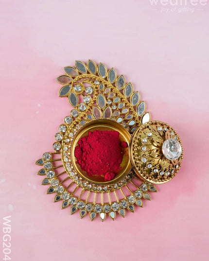 Designer Mango Kumkum Dibbi - WBG2048 - Metal Kumkum Holder - RG