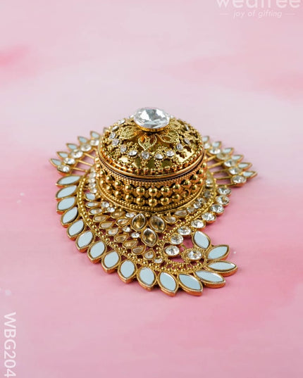Designer Mango Kumkum Dibbi - WBG2048 - Metal Kumkum Holder - RG