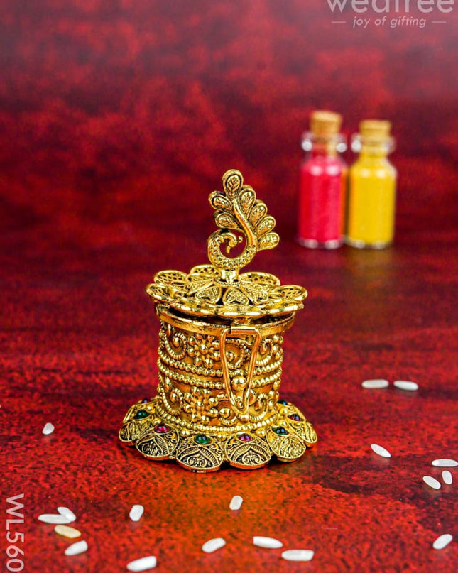 Designer Peacock Kumkum Holder - WL5609 - Divine Gifts