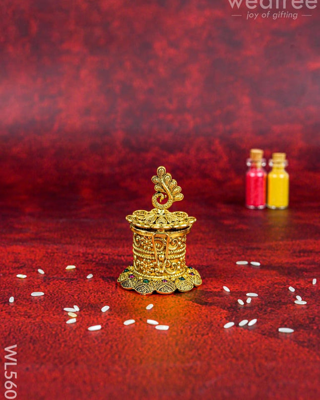 Designer Peacock Kumkum Holder - WL5609 - Divine Gifts