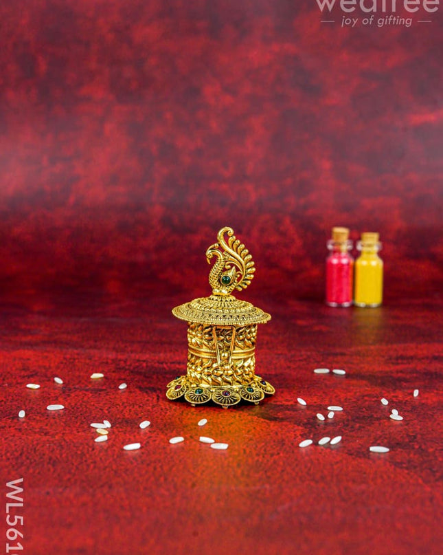 Designer Peacock Kumkum Holder - WL5610 - Divine Gifts
