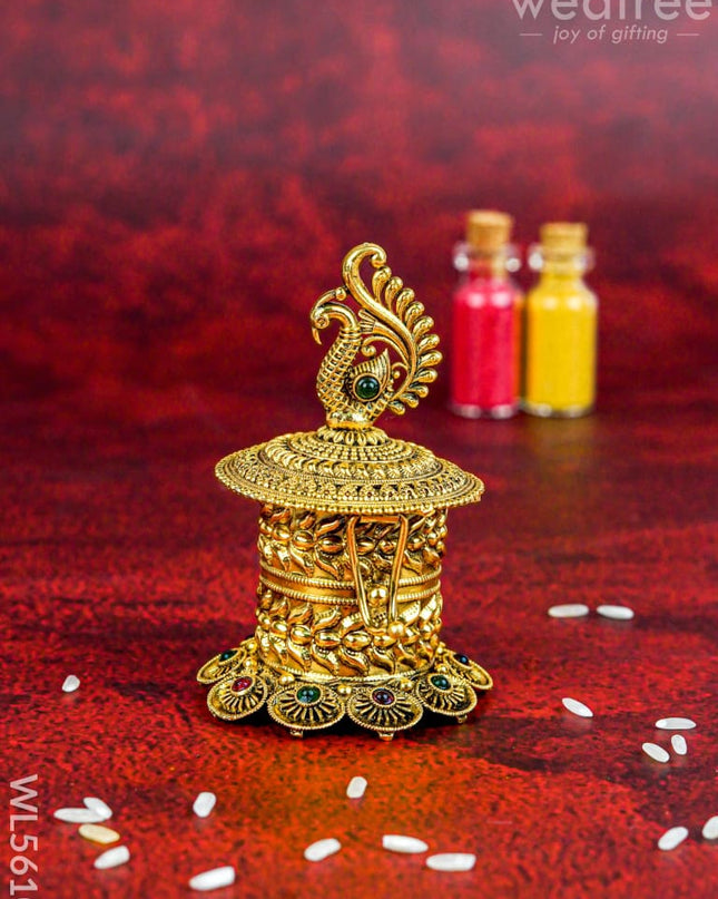 Designer Peacock Kumkum Holder - WL5610 - Divine Gifts