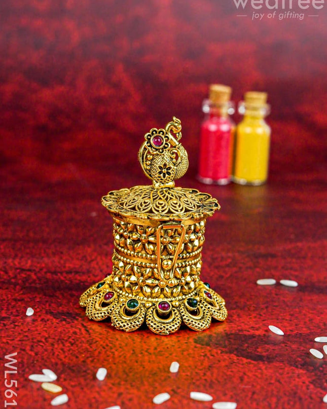 Designer Peacock Kumkum Holder - WL5611 - Divine Gifts