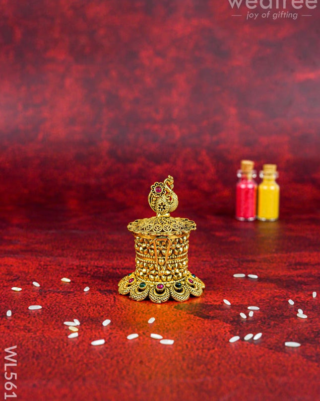 Designer Peacock Kumkum Holder - WL5611 - Divine Gifts