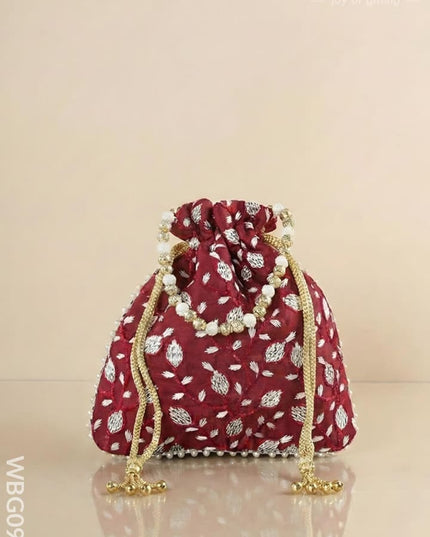 Designer Potli Bag with All over Embroidery - WBG0928 - Potli Bags