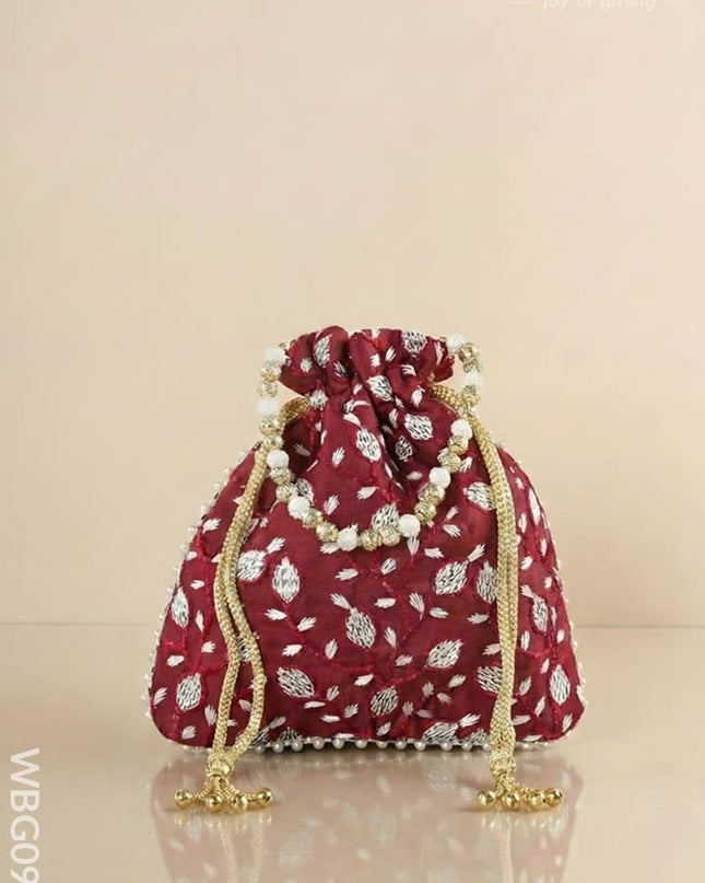 Designer Potli Bag with All over Embroidery - WBG0928 - Potli Bags