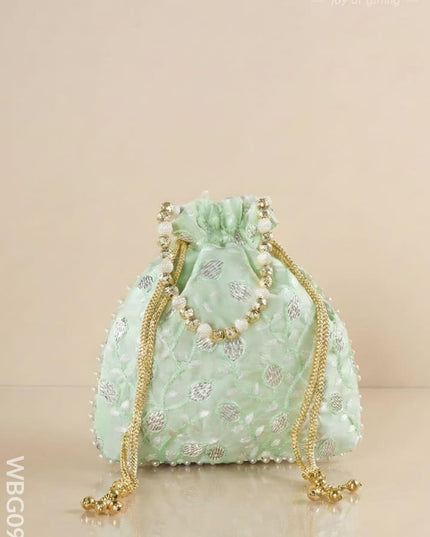 Designer Potli Bag with All over Embroidery - WBG0928 - Potli Bags