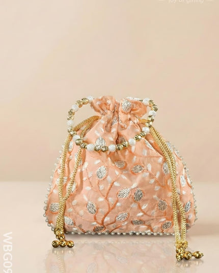 Designer Potli Bag with All over Embroidery - WBG0928 - Potli Bags