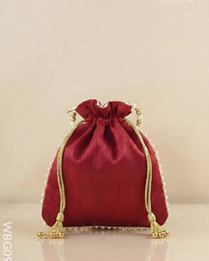 Designer Potli Bag with All over Embroidery - WBG0928 - Potli Bags