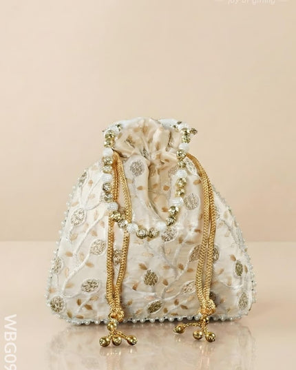 Designer Potli Bag with All over Embroidery - WBG0928 - Potli Bags