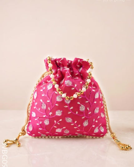 Designer Potli Bag with All over Embroidery - WBG0928 - Potli Bags