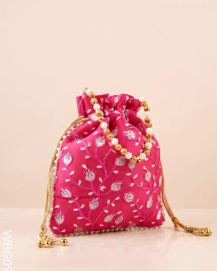 Designer Potli Bag with All over Embroidery - WBG0928 - Potli Bags