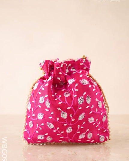 Designer Potli Bag with All over Embroidery - WBG0928 - Potli Bags