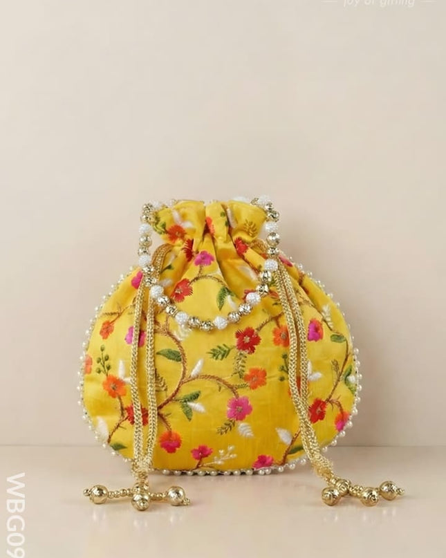 Designer Potli Bag with Floral Embroidery - WBG0929 - Potli Bags