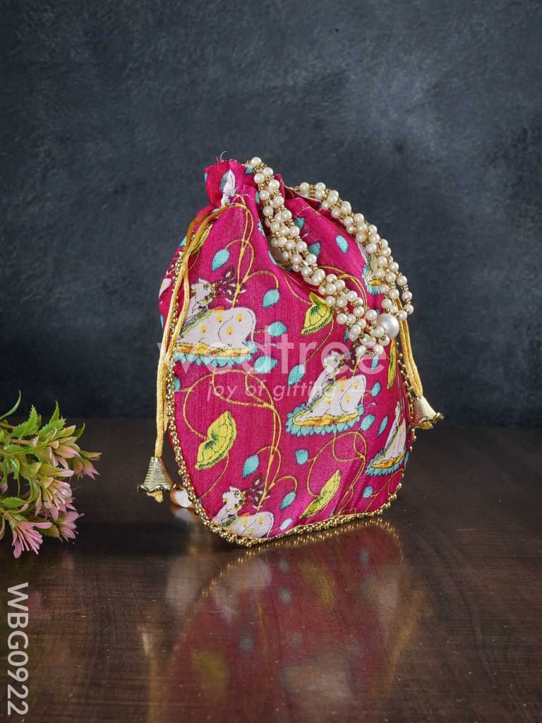 Designer Potli Bag With Pichwai Prints - Wbg0922 Bags