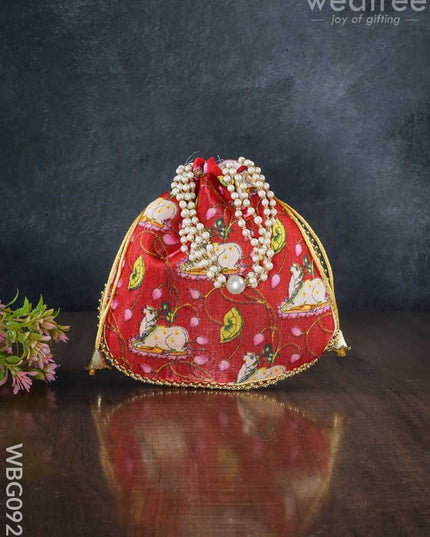 Designer Potli Bag With Pichwai Prints - Wbg0922 Bags
