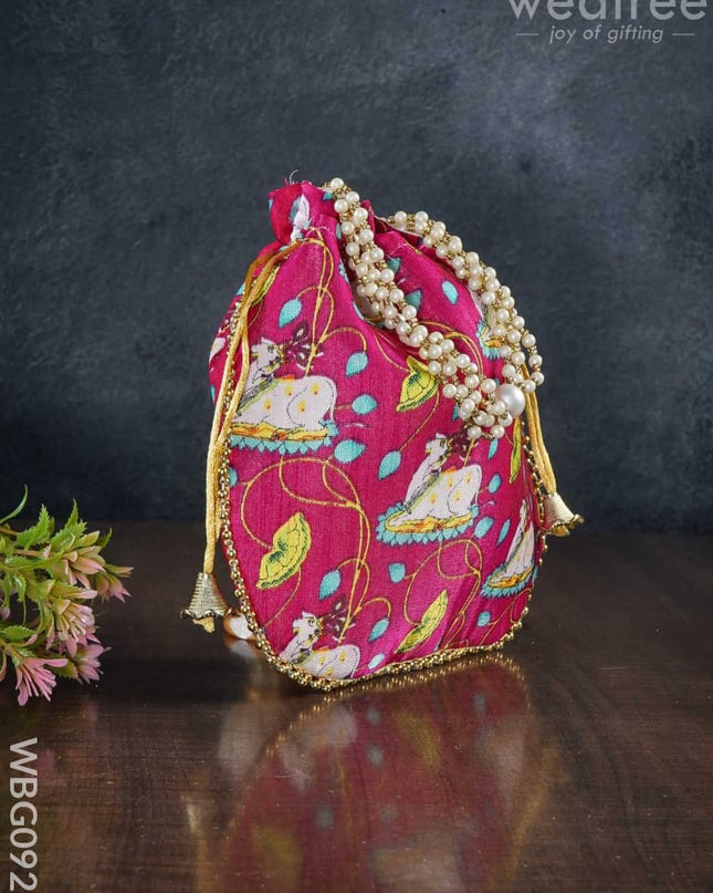 Designer Potli Bag With Pichwai Prints - Wbg0922 Bags
