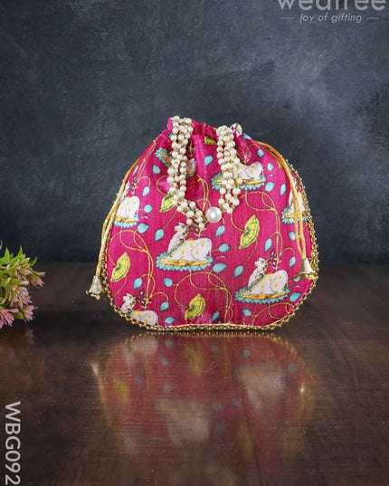 Designer Potli Bag With Pichwai Prints - Wbg0922 Bags