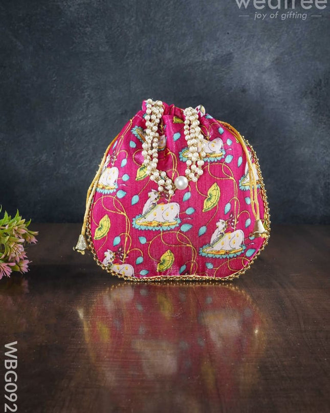 Designer Potli Bag With Pichwai Prints - Wbg0922 Bags