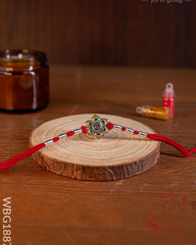 Designer Rakhi - Rope - Flower - WBG1887-9 - Add-ons