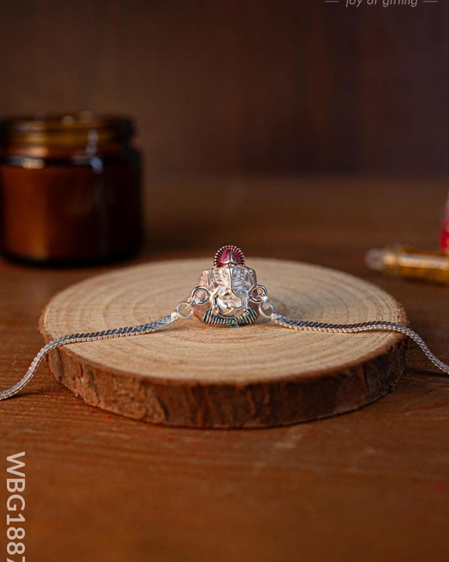 Designer Rakhi - Silver - Ganesha - WBG1887-2 - Add-ons