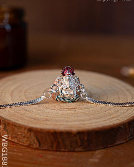 Designer Rakhi - Silver - Ganesha - WBG1887-2 - Add-ons