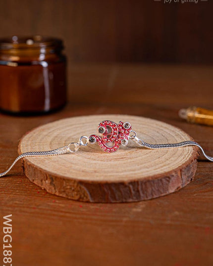 Designer Rakhi - Silver - OM Swastik - WBG1887-5 - Add-ons