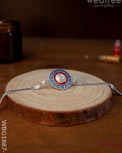 Designer Rakhi - Silver - WBG1887-6 - Add-ons