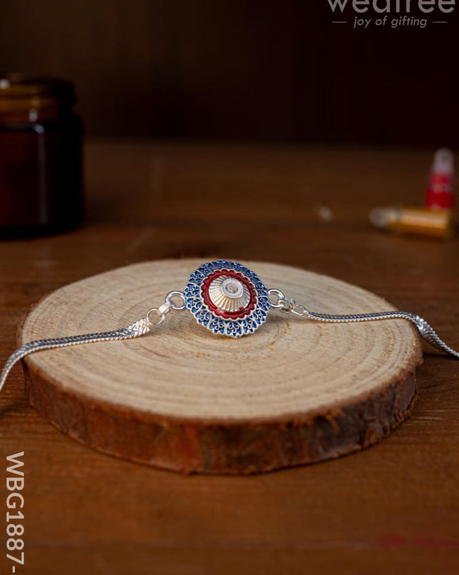 Designer Rakhi - Silver - WBG1887-6 - Add-ons