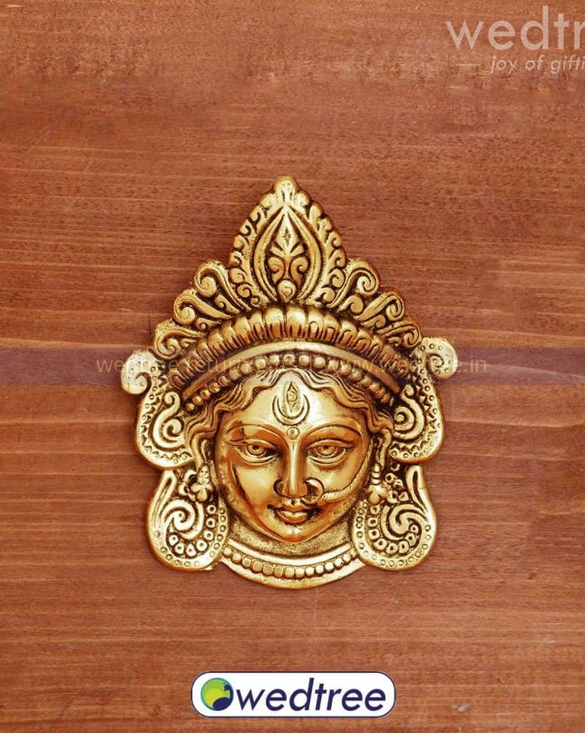 White Metal Amman Face With Gold Finish - W4374 Home Decors