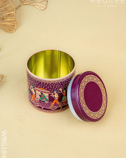 Dholi Printed Tin Jar - WBG1849 - Tin Jars & Boxes RG